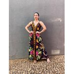 Vestido Longo Briana ESTAMPADO PRETO COM AMARELO