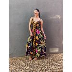 Vestido Longo Briana ESTAMPADO PRETO COM AMARELO