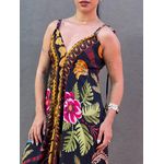 Vestido Longo Briana ESTAMPADO PRETO COM AMARELO
