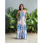 Vestido Midi Cintia ESTAMPADO BRANCO COM AZUL 