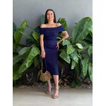 Vestido midi Isabela Ombro a Ombro AZUL MARINHO