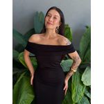 Vestido midi Isabela Ombro a Ombro PRETO