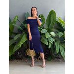 Vestido midi Isabela Ombro a Ombro AZUL MARINHO
