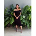 Vestido midi Isabela Ombro a Ombro PRETO