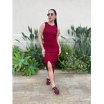 Vestido Midi Ivete Malha Canelada VINHO
