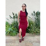 Vestido Midi Ivete Malha Canelada VINHO