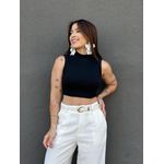 Cropped Vitoria Canelado Gola Alta PRETO