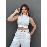 Cropped Vitoria Canelado Gola Alta OFF WHITE