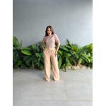 Calça Pantalona Amber em Alfaiataria BEGE