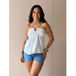 Blusa Bata sem Alças em Crepe OFF WHITE