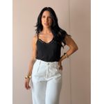 Blusa Regata Alças Finas Detalhe Trançado no Busto PRETA