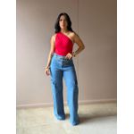 Body Nula Manga em Poliamida VERMELHO