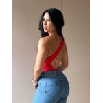 Body Nula Manga em Poliamida VERMELHO