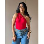 Body Nula Manga em Poliamida VERMELHO