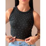 Regata Cropped com Aplicação de Brilhos PRETA