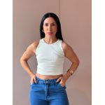 Regata Cropped com Aplicação de Ilhós OFF WHITE