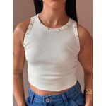 Regata Cropped com Aplicação de Ilhós OFF WHITE