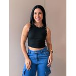 Regata Cropped com Aplicação de Ilhós PRETA