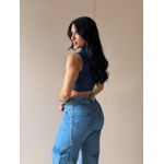 Cropped Virginia em Malha Canelada AZUL MARINHO