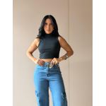 Cropped Virginia em Malha Canelada PRETO