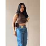 Cropped Virginia em Malha Canelada MARROM
