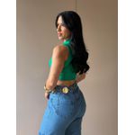 Cropped Virginia em Malha Canelada VERDE BANDEIRA