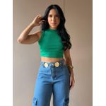 Cropped Virginia em Malha Canelada VERDE BANDEIRA