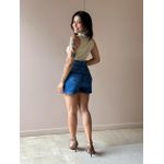 Cropped Virginia em Malha Canelada BEGE