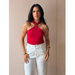 Blusa Frente Única Vivi com Detalhe de Ferragem VERMELHA