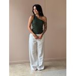 Blusa Nula Manga em Malha Ribana VERDE MILITAR.