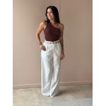 Blusa Nula Manga em Malha Ribana MARROM.