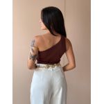 Blusa Nula Manga em Malha Ribana MARROM.