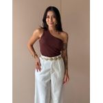 Blusa Nula Manga em Malha Ribana MARROM.