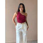 Blusa Nula Manga em Malha Ribana VINHO