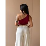 Blusa Nula Manga em Malha Ribana VINHO