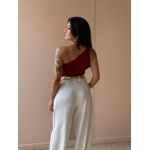 Blusa Nula Manga em Malha Ribana VINHO