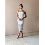 Vestido Midi em Renda Sem Alças OFF WHITE