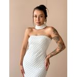 Vestido Midi em Renda Sem Alças OFF WHITE