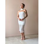 Vestido Midi em Renda Sem Alças OFF WHITE