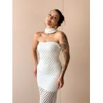 Vestido Midi em Renda Sem Alças OFF WHITE