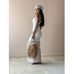 Vestido Midi Rendado com Abertura Abaixo do Busto OFF WHITE