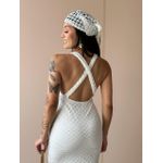 Vestido Midi Rendado com Abertura Abaixo do Busto OFF WHITE