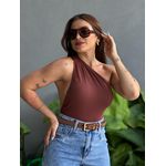 Body Nula Manga em Poliamida MARROM