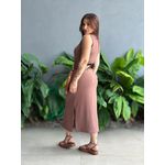 Vestido Longo Cavado Malha Premium MARROM CLARO