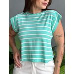 Blusa Muscle Tee Listras VERDE AGUA COM BRANCO 