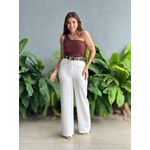 Blusa Nula Manga em Malha Ribana MARROM