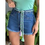 Shorts Jeans Com Cinto Cordão LAVAGEM ESCURA 
