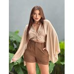 Shorts Alfaiataria com Elástico no Cós MARROM