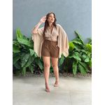 Shorts Alfaiataria com Elástico no Cós MARROM