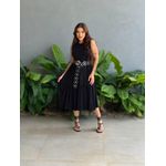 Vestido Midi Malha Babados PRETO